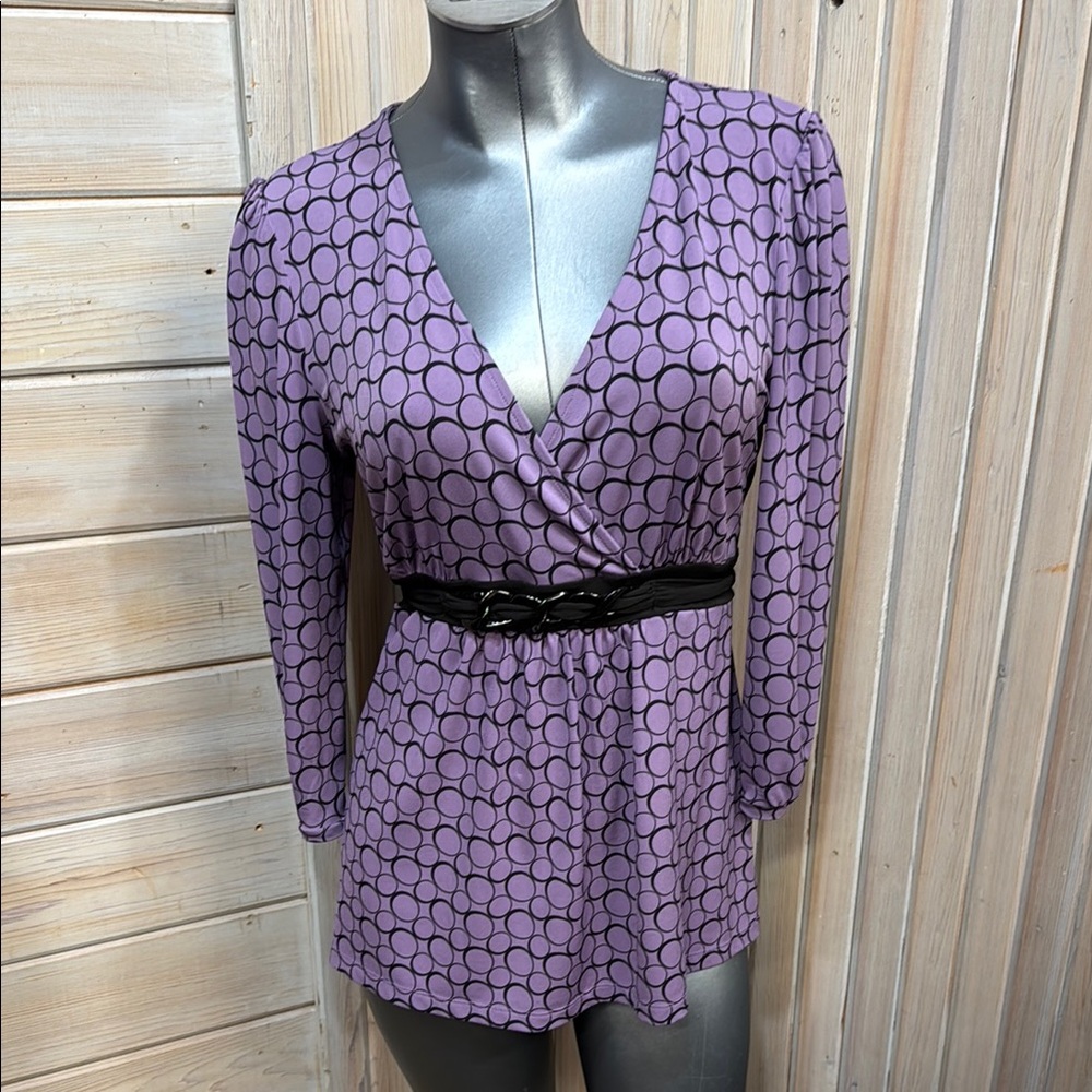Apt. 9 Purple Wrap-Style Long Sleeve Top